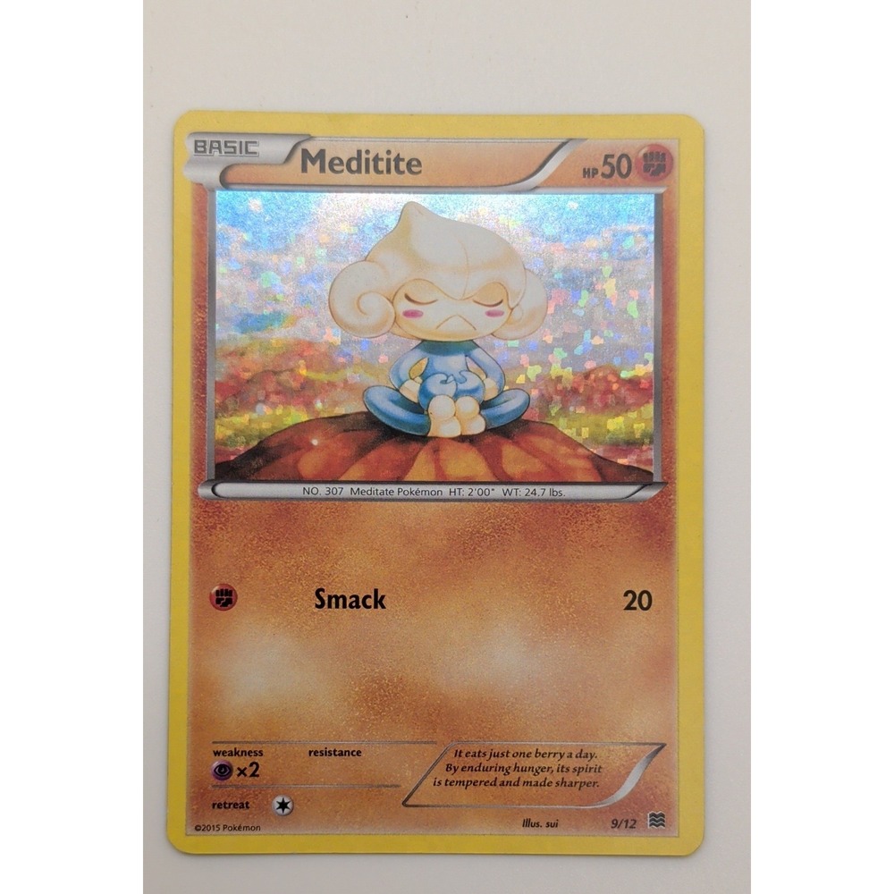 Pokemon Meditite 50 HP Basic Holo TCG 9/12 McDonald's 2015 Promo Card